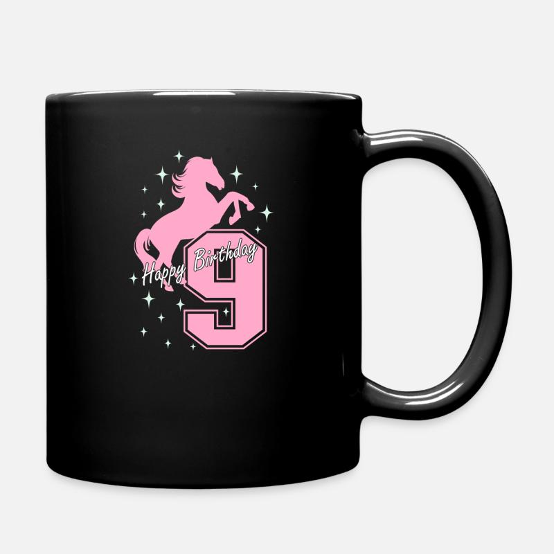 9. Geburtstag Reiten Pferd Reitstall - Tasse einfarbig - Schwarz