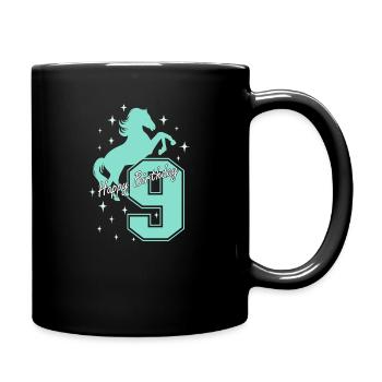 9. Geburtstag Reiten Pferd Reitstall - Tasse einfarbig - Schwarz - Rechts