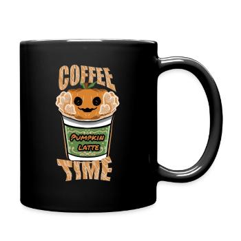 Halloween-Kürbis-Latte-Kaffeezeit - Tasse einfarbig - Schwarz - Rechts