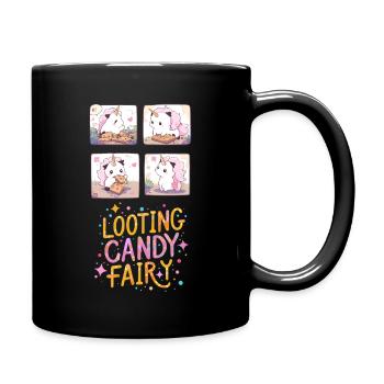 🦄 Cute Unicorn Looting Candy Fairy 🍭 - Full Colour Mug - black - Right