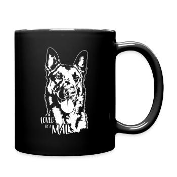 Loved by a Mal Malinois Dog Saying Dogs Wilsigns - Full Colour Mug - black - Right
