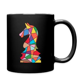 Schachspieler Schachfigur Mädchen Jungen Schach - Tasse einfarbig - Schwarz - Rechts