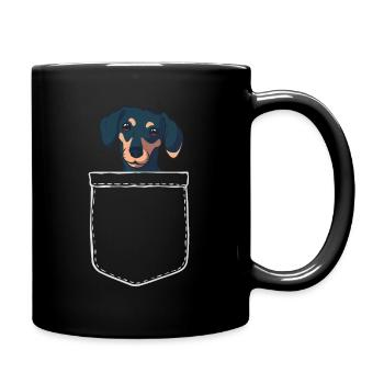 Dacker Brusttasche Tier Haustier Hund Geschenk - Tasse einfarbig - Schwarz - Rechts