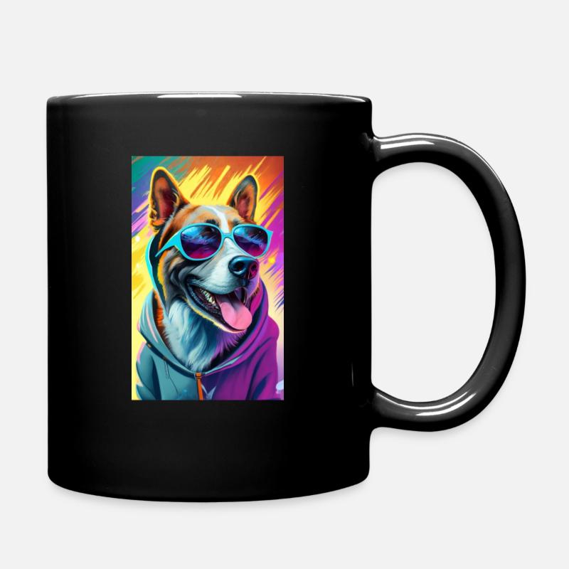 Hund mit cooler Sonnenbrille - Tasse einfarbig - Schwarz