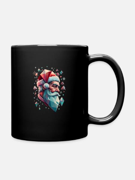 Kristall Weihnachtsmann - Tasse einfarbig - Schwarz
