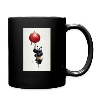 panda au ballon rouge - Mug uni - noir - Droite