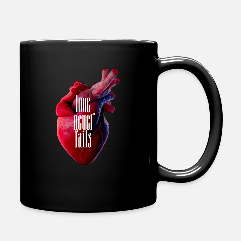 Love Never Fails - Full Colour Mug - black