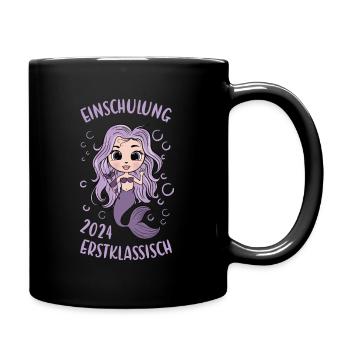 Schulkind 2024 Meerjungfrau 1. Klasse Einschulung - Tasse einfarbig - Schwarz - Rechts