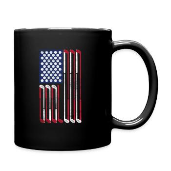 Drapeau Vintage> Drapeau américain Fait de Balles de golf + Clubs - Mug uni - noir - Droite
