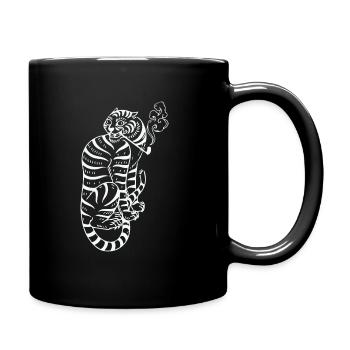 japanischer Tiger lustige Illustration Geschenk - Tasse einfarbig - Schwarz - Rechts
