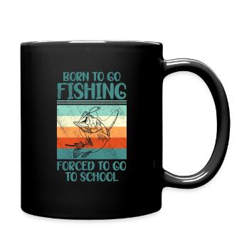 Angeln Né pour aller à la pêche Forcé d’aller à l’école - Mug uni - noir - Droite