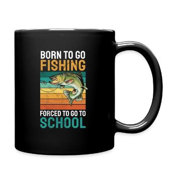 Angeln Né pour aller à la pêche Forcé d’aller à l’école - Mug uni - noir - Droite