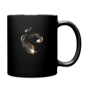 Plumes dorées - Mug uni - noir - Droite
