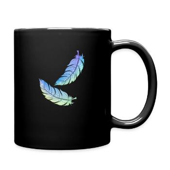 farbige indische Feder - Tasse einfarbig - Schwarz - Rechts