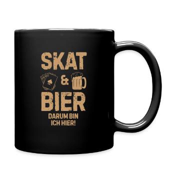 Skat und Bier Spielkarte Poker Pokerspieler - Tasse einfarbig - Schwarz - Rechts