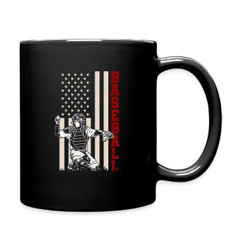 Amerikanische Flagge Baseball Fänger US Sportsman - Tasse einfarbig - Schwarz - Rechts