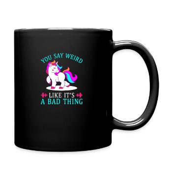 Lustiges Einhorn - Tasse einfarbig - Schwarz - Rechts