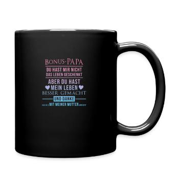 Bonus Papa Stiefvater Vatertag Geschenkidee - Tasse einfarbig - Schwarz - Rechts