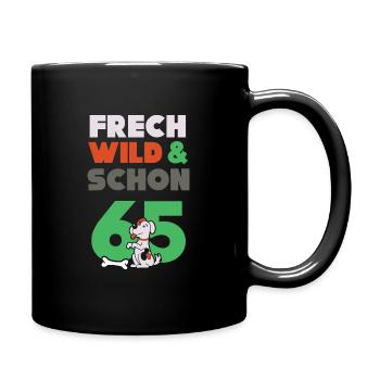 Geschenk 65 Jahre Geburtstag Frau Hund - Tasse einfarbig - Schwarz - Rechts