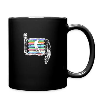 Skieur enroulé design avec des skis - Mug uni - noir - Droite