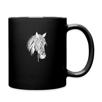 Thoroughbred Stallion Horse Dressage Equestrian Sports - Full Colour Mug - black - Right