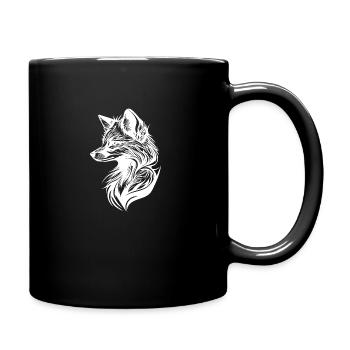 Tattoo Style Fuchs Porträt in fliessenden Linien - Tasse einfarbig - Schwarz - Rechts