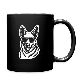 Tête de chien de berger allemand - Mug uni - noir - Droite