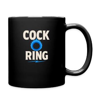 Cock mit Ring blau - Tasse einfarbig - Schwarz - Rechts