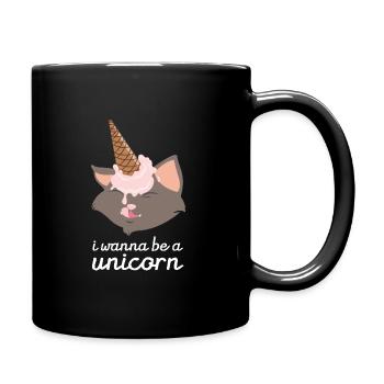 I Wanna Be A Unicorn (Cat With Ice Cream Cone) - Tasse einfarbig - Schwarz - Rechts