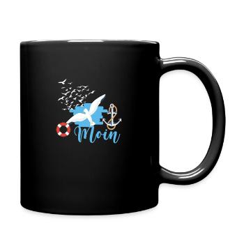 Moin,name,möwen,hamburg,anker,vögel - Tasse einfarbig - Schwarz - Rechts