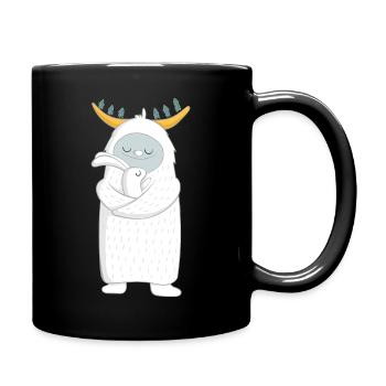 Yeti with in his arms - Full Colour Mug - black - Right