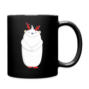 Yeti Schneemensch - Tasse einfarbig - Schwarz - Rechts