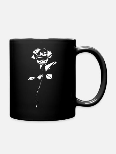 Rose dessin abstrait blanc - Mug uni - noir