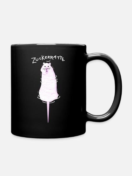 Lustige Ratte - Zuckerwatte - Tasse einfarbig - Schwarz