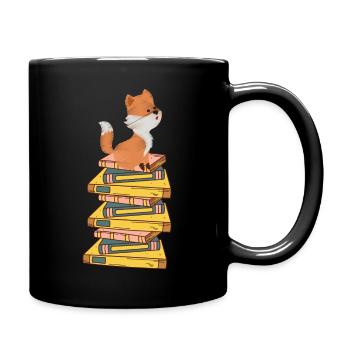Buch, Bücherfuchs, Fuchs - Tasse einfarbig - Schwarz - Rechts