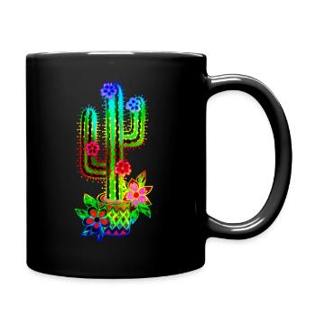 Kaktus, Mexiko, Old School, Retro, Tattoo Style - Tasse einfarbig - Schwarz - Rechts