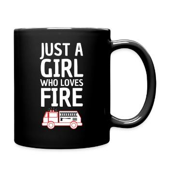 Just a girl who loves fire trucks - Full Colour Mug - black - Right