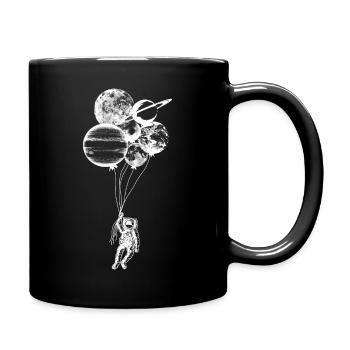 Astronaut with planetary balloons - Space Design - Full Colour Mug - black - Right