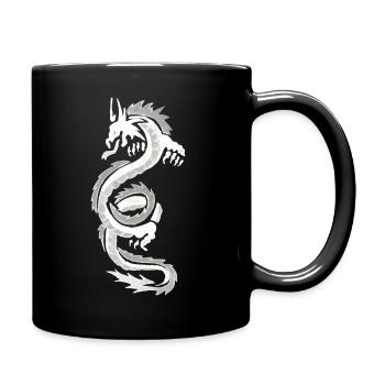 dragon blanc et gris - Mug uni - noir - Droite