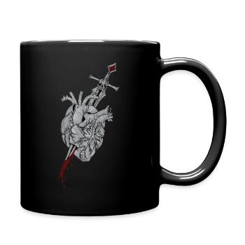 Broken Heart - Schwert durchbohrt Herz - Tasse einfarbig - Schwarz - Rechts