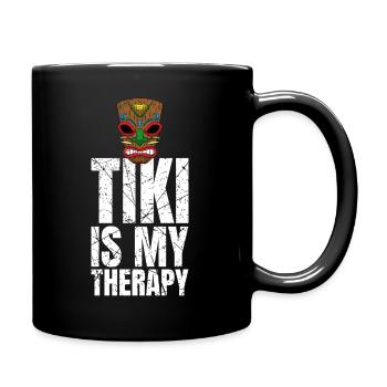 Tiki Is My Therapy Haiwaii Tiki Culture Fan - Full Colour Mug - black - Right