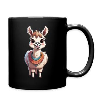 Lama souriant - Mug uni - noir - Droite