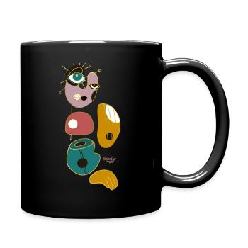 Abstrakte Augenwesen - Tasse einfarbig - Schwarz - Rechts