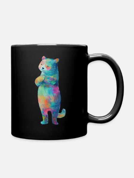 Bunte Katze 2 - Tasse einfarbig - Schwarz