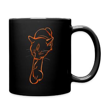 Sleeping cat - Tasse einfarbig - Schwarz - Rechts