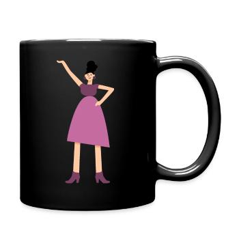Woman in pink dress - Full Colour Mug - black - Right