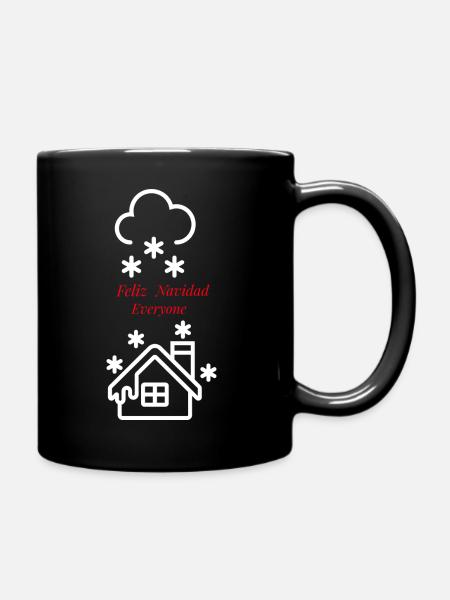 Feliz Navidad Quote T Shirt Design - Full Colour Mug - black