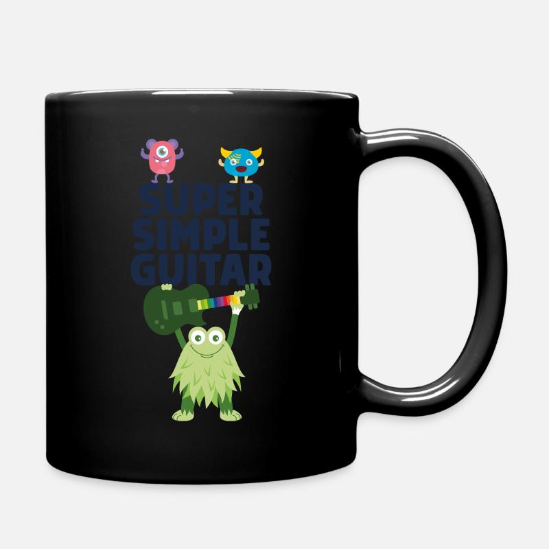 Super Simple Guitar - Green Monster with Guitar - Full Colour Mug - black