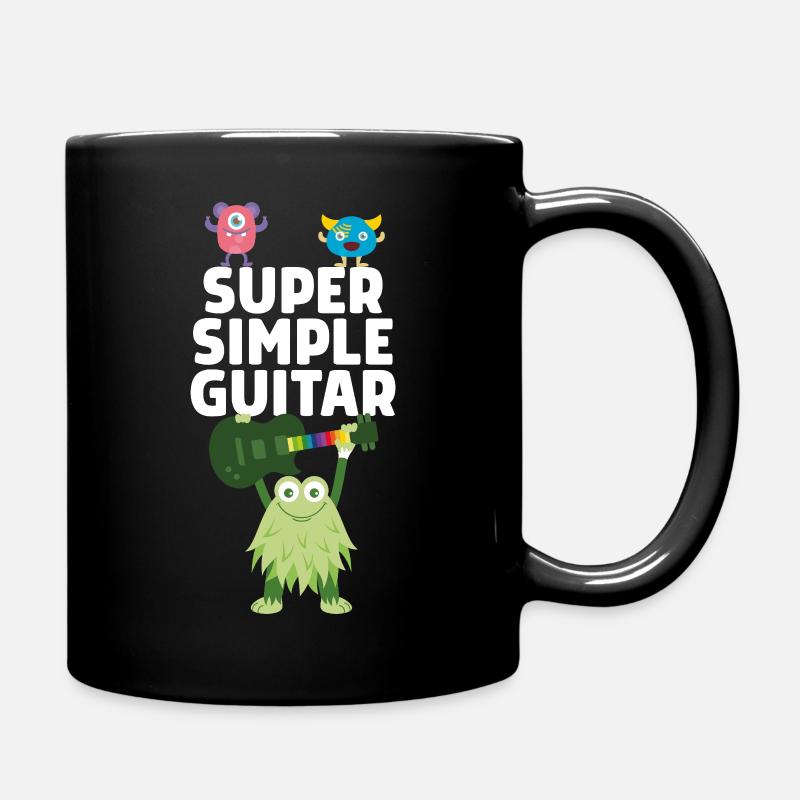 Super Simple Guitar - Green Monster with Guitar - Full Colour Mug - black