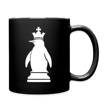 Skurriler Pinguin Schachspieler Minimalistisch - Tasse einfarbig - Schwarz - Rechts